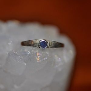 Artisan Made Sterling Silver Hammered Opal Ring
